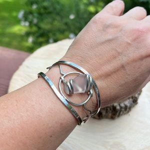 Silver and sea glass Artisan cuff